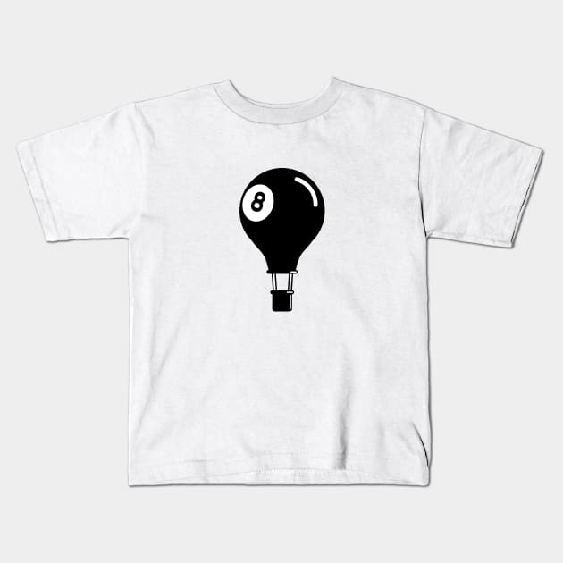 Billiard 8 ball Hot Air Balloon Kids T-Shirt by Adrian's Outline